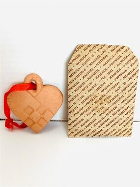 Portugal Majolica Terra Cotta Heart Shaped Ornament